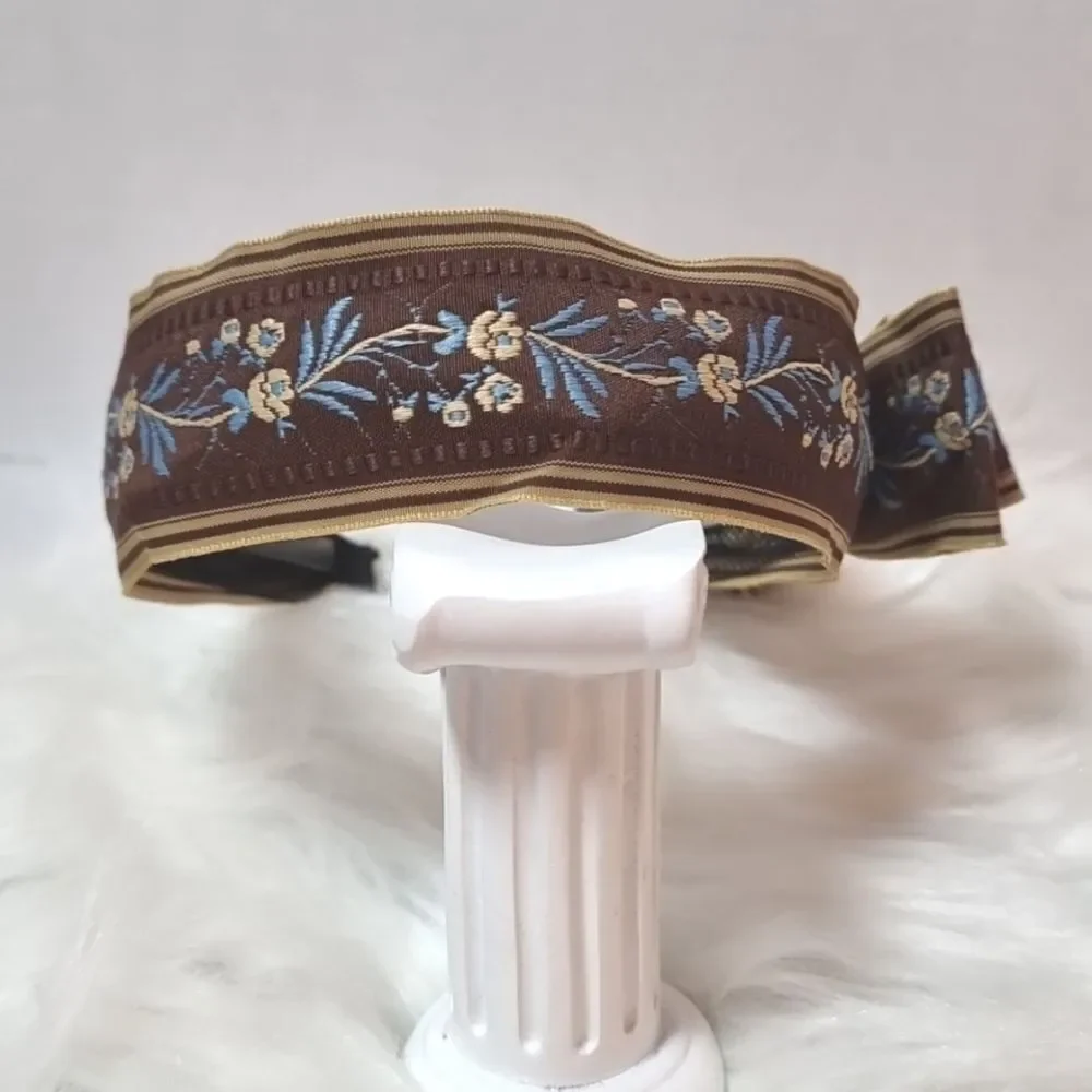 Floral Embroidered Floral bow headband | NWOT